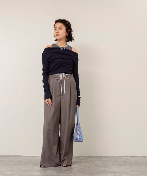 MAQWEL（マクウェル）の「【MAQWEL/マクウェル】ウォッシャブルラインパンツ（その他パンツ・レディース・ライトグレー/ベージュ・M/S）」の22枚目の写真