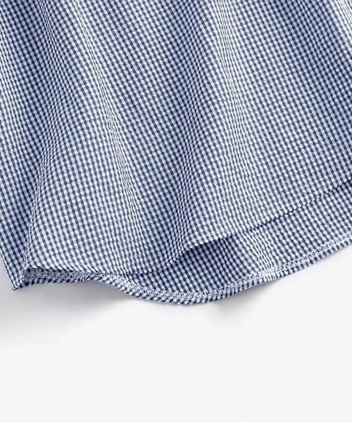 Flugge(フラッジー)の「ギンガムチェックフリルブラウス(シャツ/ブラウス・レディース・ベージュ/ブルー・MEDIUM/LARGE)」の4枚目の写真