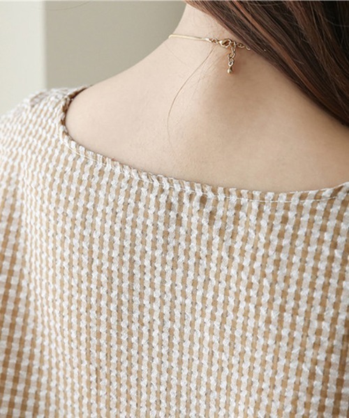 Flugge(フラッジー)の「ギンガムチェックフリルブラウス(シャツ/ブラウス・レディース・ベージュ/ブルー・MEDIUM/LARGE)」の5枚目の写真
