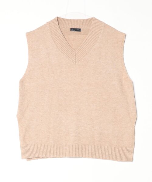 Y/lim（イリム）の「ビッグサイズ脇スリットニットベスト（ベスト・レディース・ブラック/ベージュ/ブラウン・FREE）」の3枚目の写真