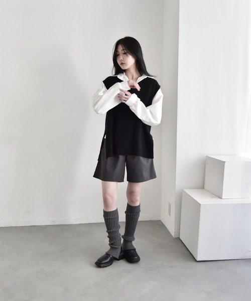 Y/lim（イリム）の「ビッグサイズ脇スリットニットベスト（ベスト・レディース・ブラック/ベージュ/ブラウン/グレー/ライトグレー・FREE）」の6枚目の写真