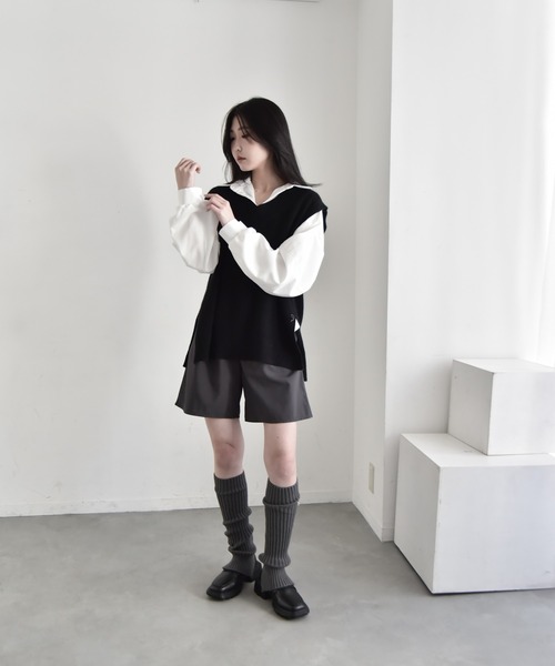 Y/lim（イリム）の「ビッグサイズ脇スリットニットベスト（ベスト・レディース・ブラック/ベージュ/ブラウン/グレー/ライトグレー・FREE）」の7枚目の写真
