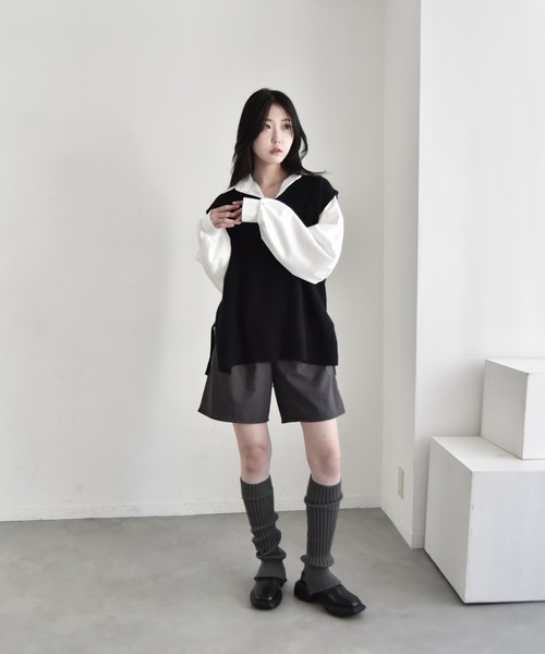 Y/lim（イリム）の「ビッグサイズ脇スリットニットベスト（ベスト・レディース・ブラック/ベージュ/ブラウン/グレー/ライトグレー・FREE）」の8枚目の写真