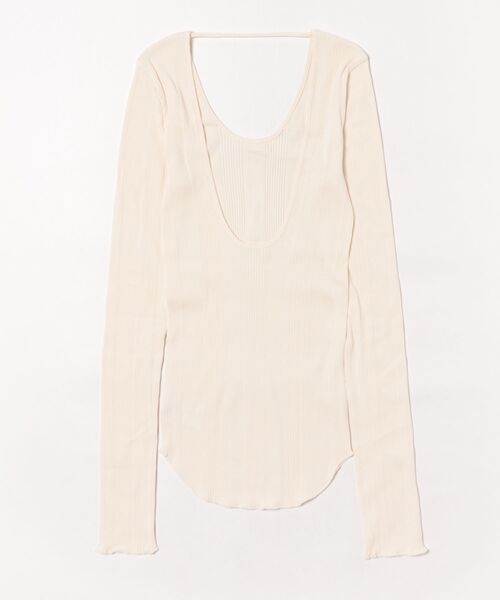 HAKUJI（ハクジ）の「HAKUJI Random rib open back LS PO（Tシャツ/カットソー・レディース・ダークグレー/オフホワイト・FREE）」の3枚目の写真