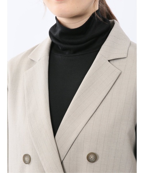 m.f.editorial（エムエフエディトリアル）の「【遮熱 UV ウォッシャブル】m.f.エディトリアル レディース ビリーストライプ ダブルジャケット ベージュ(セットアップ可能)（スーツジャケット・レディース・ベージュ・LARGE/MEDIUM）」の9枚目の写真