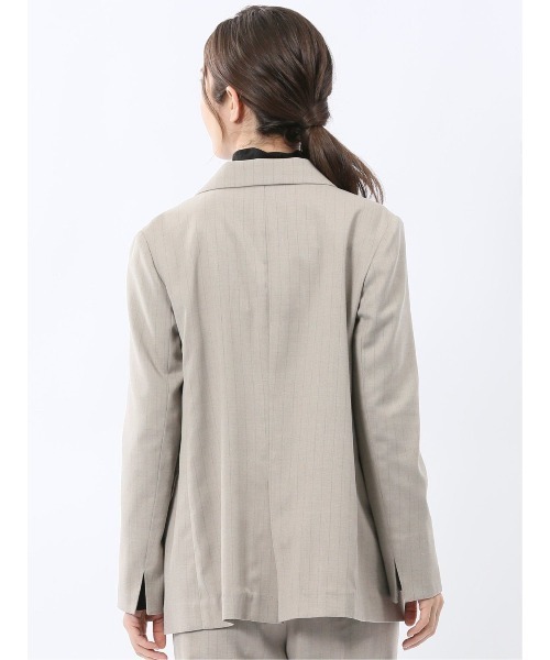 m.f.editorial（エムエフエディトリアル）の「【遮熱 UV ウォッシャブル】m.f.エディトリアル レディース ビリーストライプ ダブルジャケット ベージュ(セットアップ可能)（スーツジャケット・レディース・ベージュ・LARGE/MEDIUM）」の5枚目の写真