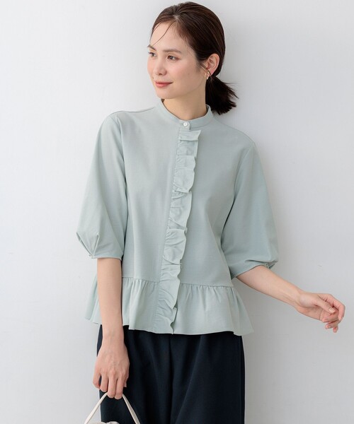 組曲(クミキョク)の「ツイルジャージーフリル カットソー(Tシャツ/カットソー・レディース・ブラック系/スモーキーグリーン系/ホワイト系・2/3)」の17枚目の写真
