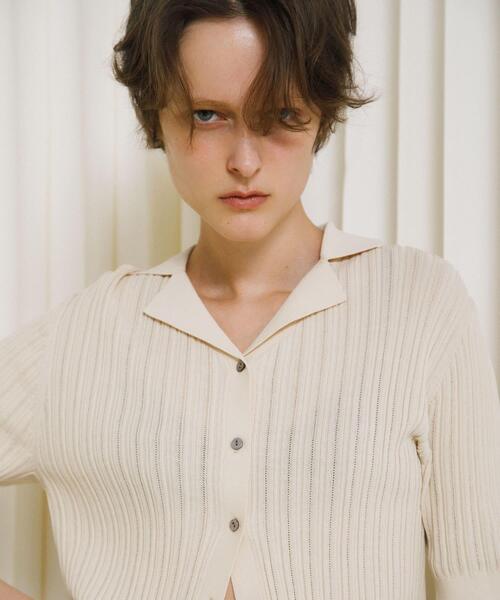 LAATO（ラート）の「knit polo cardigan（ニット/セーター・レディース・ブラウン/オフホワイト/グレー・FREE）」の2枚目の写真