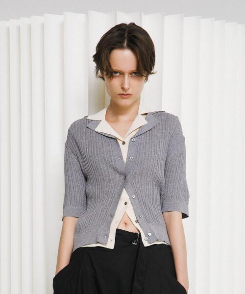 LAATO（ラート）の「knit polo cardigan（ニット/セーター・レディース・ブラウン/オフホワイト/グレー・FREE）」の9枚目の写真