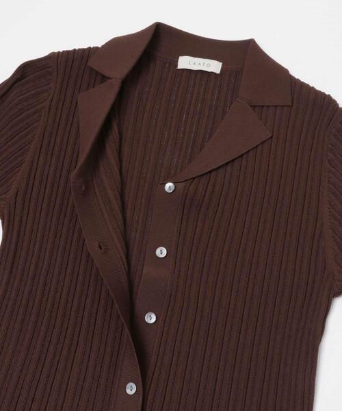 LAATO(ラート)の「knit polo cardigan(ニット/セーター・レディース・ブラウン/オフホワイト/グレー・FREE)」の9枚目の写真