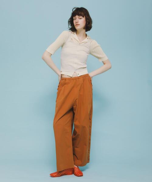 LAATO(ラート)の「knit polo cardigan(ニット/セーター・レディース・ブラウン/オフホワイト/グレー・FREE)」の4枚目の写真