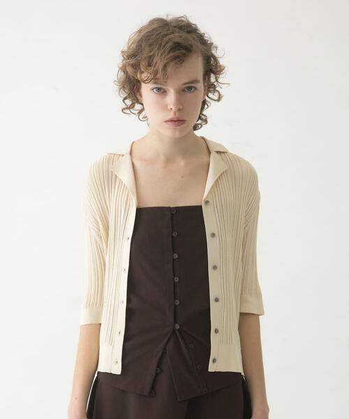 LAATO(ラート)の「knit polo cardigan(ニット/セーター・レディース・ブラウン/オフホワイト/グレー・FREE)」の6枚目の写真