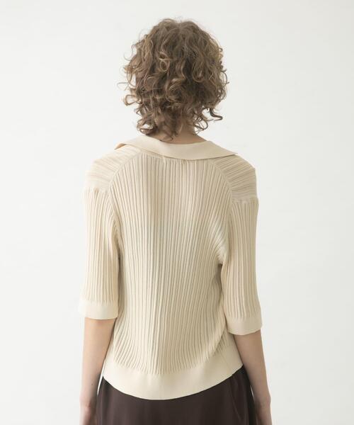 LAATO(ラート)の「knit polo cardigan(ニット/セーター・レディース・ブラウン/オフホワイト/グレー・FREE)」の7枚目の写真