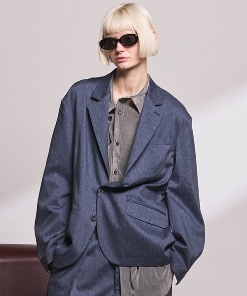 MAISON SPECIAL(メゾンスペシャル)の「《UNISEX》LINEN MIX Relax-Over 2B Tailored Jacket/リネンミックスリラックスオーバー2Bテーラードジャケット【MAISON SPECIAL/メゾンスペシャル】■セットアップ対応■(テーラードジャケット・メンズ・ブラック/ネイビー/アイボリー・2/1/0)」の3枚目の写真