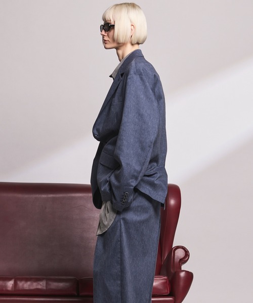 MAISON SPECIAL(メゾンスペシャル)の「《UNISEX》LINEN MIX Relax-Over 2B Tailored Jacket/リネンミックスリラックスオーバー2Bテーラードジャケット【MAISON SPECIAL/メゾンスペシャル】■セットアップ対応■(テーラードジャケット・メンズ・ブラック/ネイビー/アイボリー・2/1/0)」の8枚目の写真