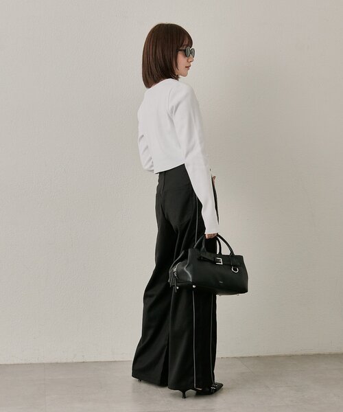 mline（エムライン）の「[mline]プレートロゴ リブカーディガン（Tシャツ/カットソー・レディース・ライム/オレンジ/オフホワイト/グレー・FREE）」の7枚目の写真