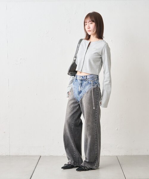 mline（エムライン）の「[mline]プレートロゴ リブカーディガン（Tシャツ/カットソー・レディース・ライム/オレンジ/オフホワイト/グレー・FREE）」の14枚目の写真