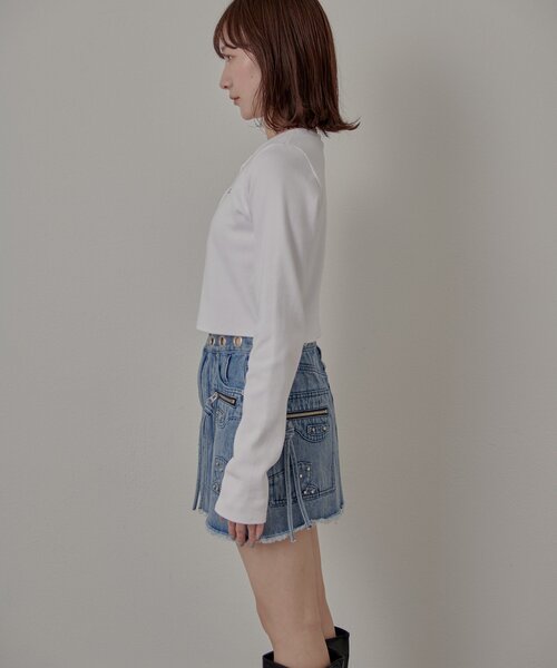 mline（エムライン）の「[mline]プレートロゴ リブカーディガン（Tシャツ/カットソー・レディース・ライム/オレンジ/オフホワイト/グレー・FREE）」の16枚目の写真