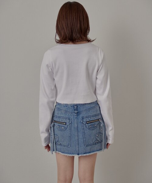 mline（エムライン）の「[mline]プレートロゴ リブカーディガン（Tシャツ/カットソー・レディース・ライム/オレンジ/オフホワイト/グレー・FREE）」の17枚目の写真