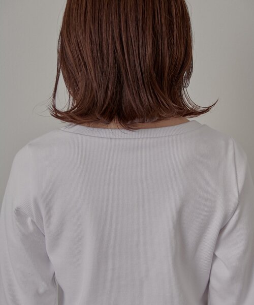 mline（エムライン）の「[mline]プレートロゴ リブカーディガン（Tシャツ/カットソー・レディース・ライム/オレンジ/オフホワイト/グレー・FREE）」の20枚目の写真