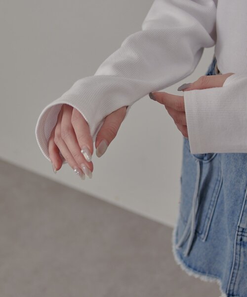 mline（エムライン）の「[mline]プレートロゴ リブカーディガン（Tシャツ/カットソー・レディース・ライム/オレンジ/オフホワイト/グレー・FREE）」の21枚目の写真