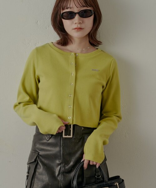 mline（エムライン）の「[mline]プレートロゴ リブカーディガン（Tシャツ/カットソー・レディース・ライム/オレンジ/オフホワイト/グレー・FREE）」の22枚目の写真