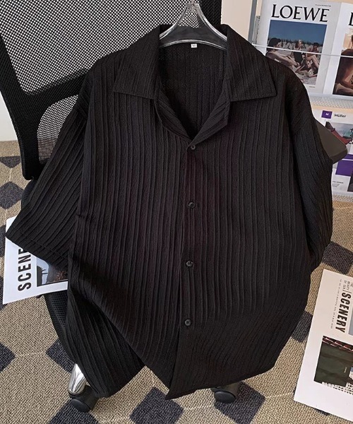 link lot(リンクロット)の「エンボス加工ストライプオープンカラーシャツ(シャツ/ブラウス・メンズ・ブラック/ホワイト・L/M)」の11枚目の写真