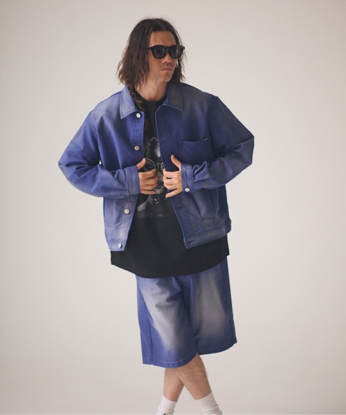 ADAM PATEK(アダムパテック)の「ADAMPATEK/blasted light moleskin short length collared jacket/ライトモールスキンショートジャケット(デニムジャケット・メンズ・ブラック/ブルー・2/1)」の2枚目の写真