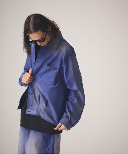 ADAM PATEK(アダムパテック)の「ADAMPATEK/blasted light moleskin short length collared jacket/ライトモールスキンショートジャケット(デニムジャケット・メンズ・ブラック/ブルー・2/1)」の9枚目の写真