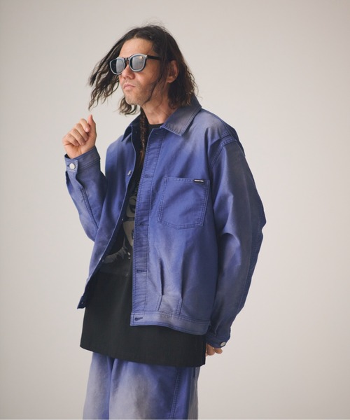 ADAM PATEK(アダムパテック)の「ADAMPATEK/blasted light moleskin short length collared jacket/ライトモールスキンショートジャケット(デニムジャケット・メンズ・ブラック/ブルー・2/1)」の10枚目の写真