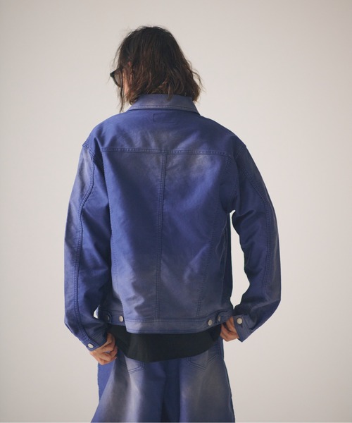 ADAM PATEK(アダムパテック)の「ADAMPATEK/blasted light moleskin short length collared jacket/ライトモールスキンショートジャケット(デニムジャケット・メンズ・ブラック/ブルー・2/1)」の11枚目の写真