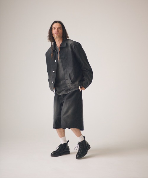 ADAM PATEK(アダムパテック)の「ADAMPATEK/blasted light moleskin short length collared jacket/ライトモールスキンショートジャケット(デニムジャケット・メンズ・ブラック/ブルー・2/1)」の12枚目の写真