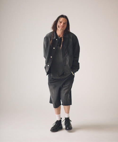 ADAM PATEK(アダムパテック)の「ADAMPATEK/blasted light moleskin short length collared jacket/ライトモールスキンショートジャケット(デニムジャケット・メンズ・ブラック/ブルー・2/1)」の3枚目の写真