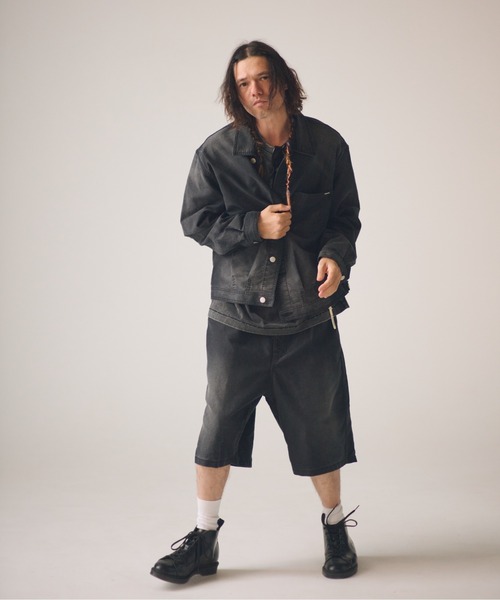 ADAM PATEK(アダムパテック)の「ADAMPATEK/blasted light moleskin short length collared jacket/ライトモールスキンショートジャケット(デニムジャケット・メンズ・ブラック/ブルー・2/1)」の4枚目の写真