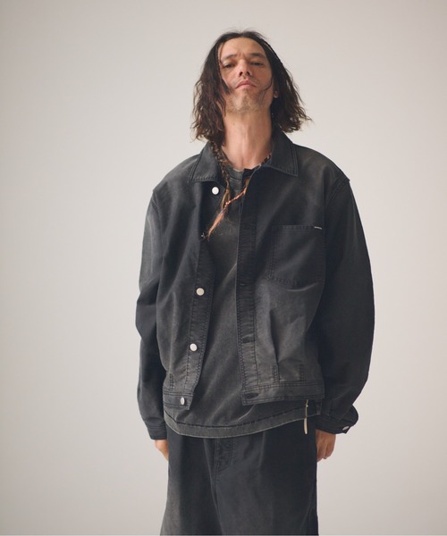ADAM PATEK(アダムパテック)の「ADAMPATEK/blasted light moleskin short length collared jacket/ライトモールスキンショートジャケット(デニムジャケット・メンズ・ブラック/ブルー・2/1)」の16枚目の写真