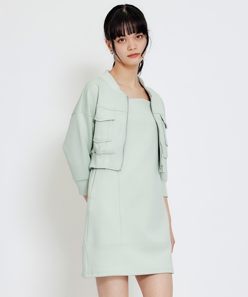 REDYAZEL(レディアゼル)の「【セットアップ可能】バイカラーステッチカットミニワンピース(ワンピース・レディース・キナリ/ミント/ネイビー・FREE)」の3枚目の写真