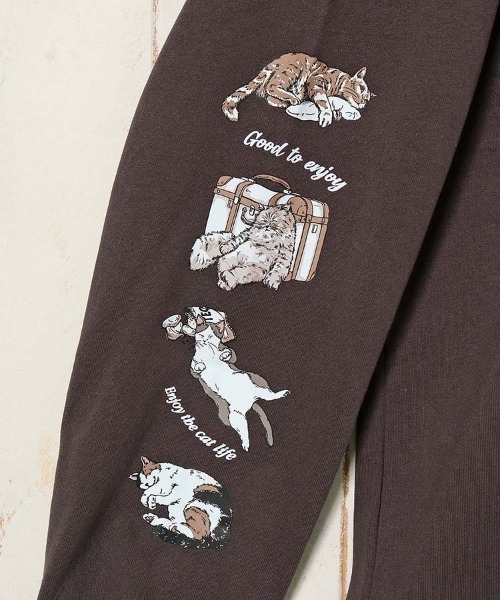 Bleu Bleuet(ブルーブルーエ)の「ネコ袖プリントロンT(Tシャツ/カットソー・レディース・ブルーグリーン/グリーン/チャコール・M)」の9枚目の写真