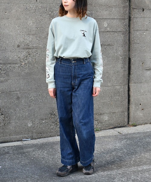 Bleu Bleuet(ブルーブルーエ)の「ネコ袖プリントロンT(Tシャツ/カットソー・レディース・ブルーグリーン/グリーン/チャコール・M)」の11枚目の写真
