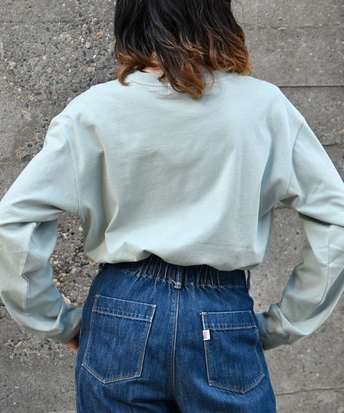 Bleu Bleuet(ブルーブルーエ)の「ネコ袖プリントロンT(Tシャツ/カットソー・レディース・ブルーグリーン/グリーン/チャコール・M)」の15枚目の写真