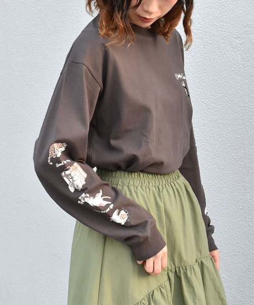 Bleu Bleuet(ブルーブルーエ)の「ネコ袖プリントロンT(Tシャツ/カットソー・レディース・ブルーグリーン/グリーン/チャコール・M)」の20枚目の写真