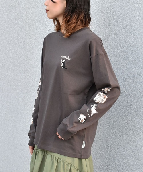 Bleu Bleuet(ブルーブルーエ)の「ネコ袖プリントロンT(Tシャツ/カットソー・レディース・ブルーグリーン/グリーン/チャコール・M)」の18枚目の写真