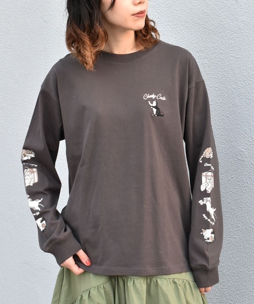 Bleu Bleuet(ブルーブルーエ)の「ネコ袖プリントロンT(Tシャツ/カットソー・レディース・ブルーグリーン/グリーン/チャコール・M)」の17枚目の写真