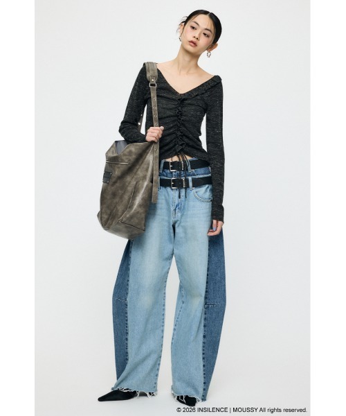 MOUSSY(マウジー)の「INSILENCE DOUBLE WAIST BAGGY(デニムパンツ・レディース・ライトブルー・0/1/2)」の5枚目の写真