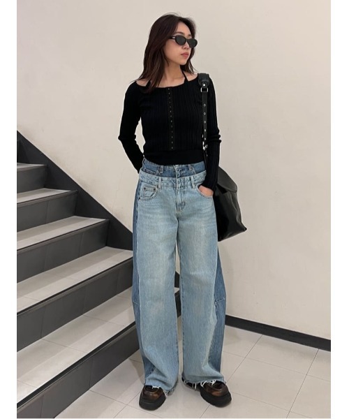 MOUSSY（マウジー）の「INSILENCE DOUBLE WAIST BAGGY（デニムパンツ