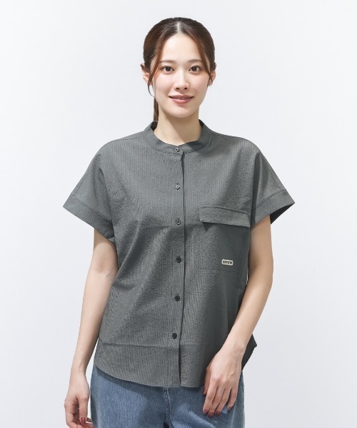 CONVERSE(コンバース)の「コンバース SEERSUCKER STAND CL SHIRT L シアサッカーシャツ(シャツ/ブラウス・レディース・ブルー/チャコールグレー・M/L)」の2枚目の写真