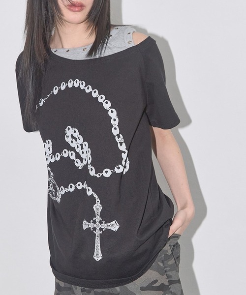 FANCY CLUB(ファンシークラブ)の「FANCY CLUB/ROSARYレイヤードT(Tシャツ/カットソー・レディース・ブラック・FREE)」の6枚目の写真