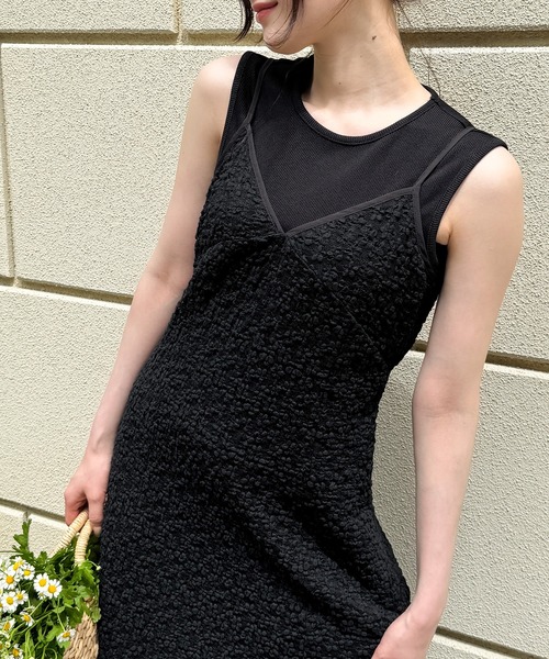 junoah(ジュノア)の「カットレースキャミワンピース+リブワンピースセット(ワンピース・レディース・ブラック/アイボリー・SMALL/MEDIUM/LARGE)」の14枚目の写真