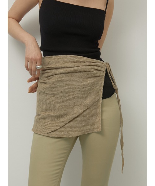 LA PEAU DE GEM（ラポドゥジェム）の「【LA PEAU DE GEM】cotton linen dry mesh apron skirt/コットンリネンドライメッシュエプロンスカート（スカート・レディース・ブラック/ベージュ・FREE）」の7枚目の写真