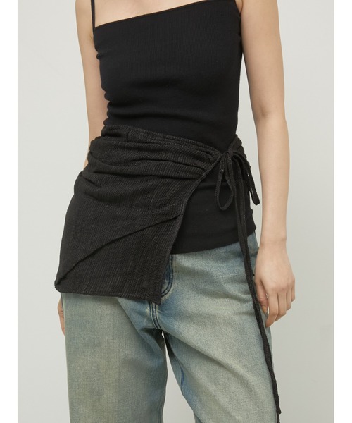 LA PEAU DE GEM（ラポドゥジェム）の「【LA PEAU DE GEM】cotton linen dry mesh apron skirt/コットンリネンドライメッシュエプロンスカート（スカート・レディース・ブラック/ベージュ・FREE）」の16枚目の写真