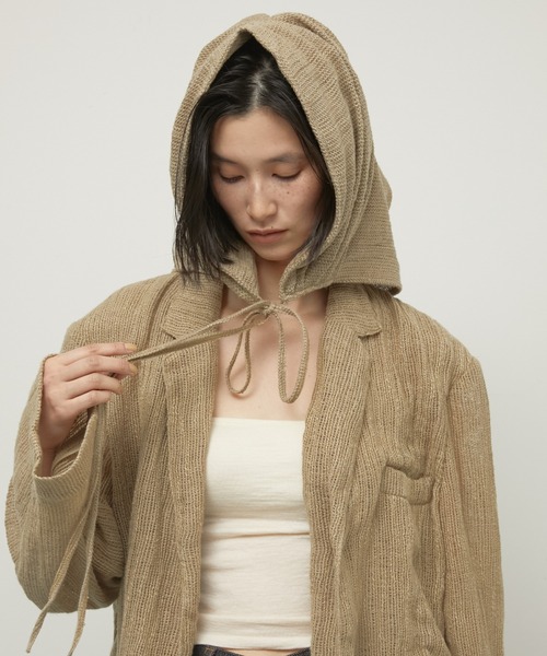 LA PEAU DE GEM(ラポドゥジェム)の「【LA PEAU DE GEM】cotton linen dry mesh apron skirt/コットンリネンドライメッシュエプロンスカート(スカート・レディース・ブラック/ベージュ・FREE)」の4枚目の写真